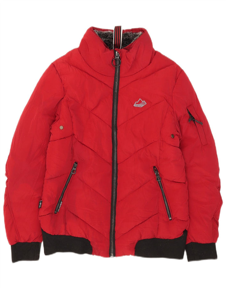 KHUJO Veste matelassée pour femme UK 6 XS Rouge Colorblock Polyester