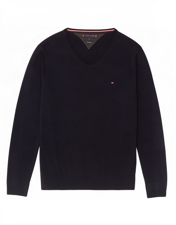 Tommy Hilfiger Pull col V pour homme en coton bleu marine Taille L