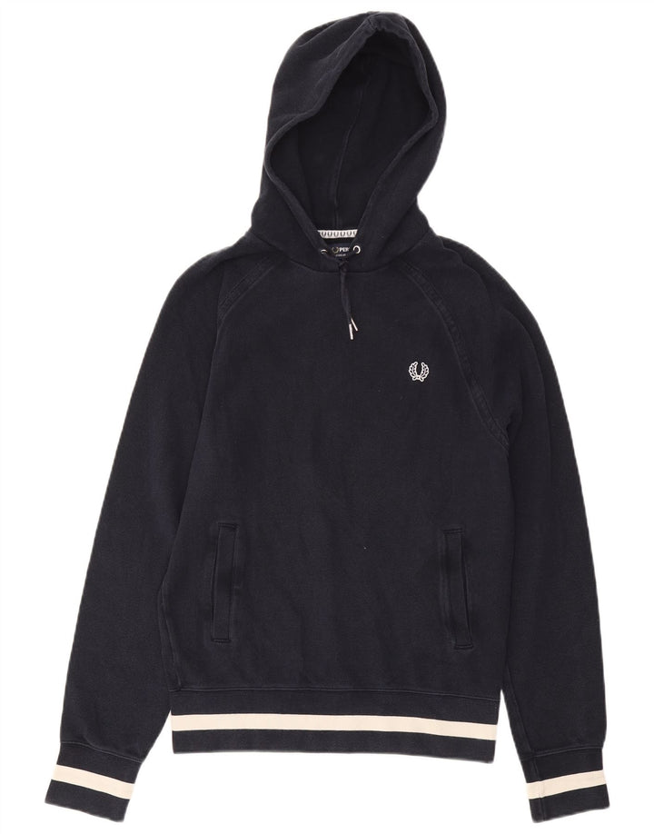 Fred Perry Pull à capuche pour homme en coton bleu marine Small