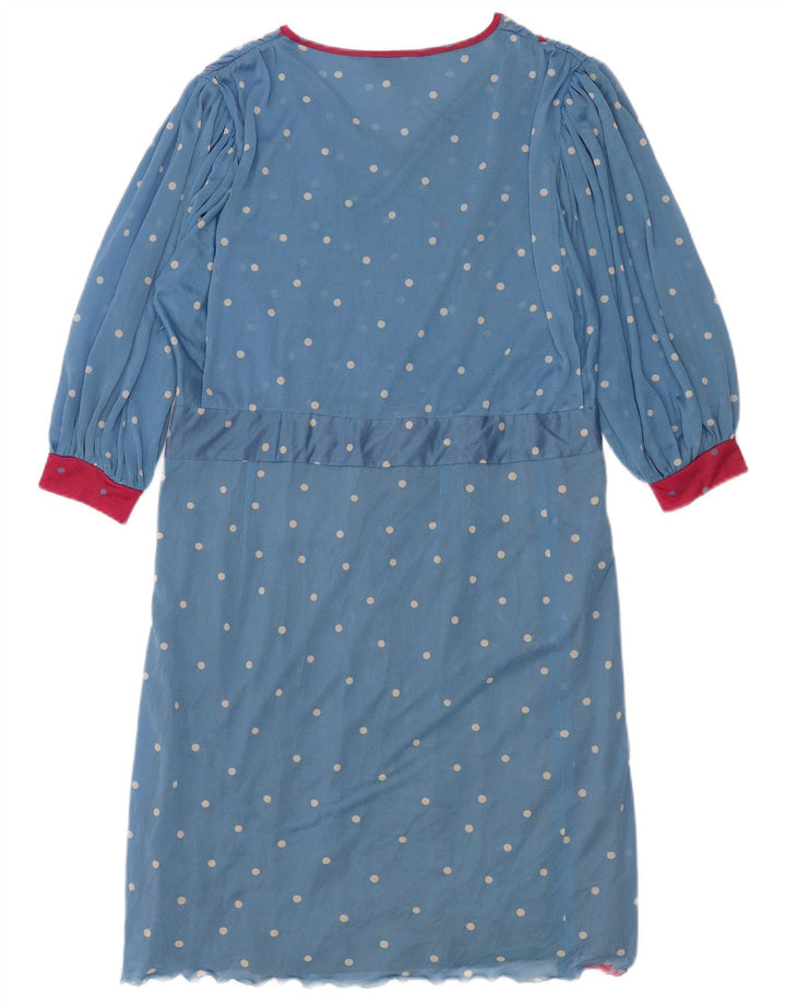 VIRGINIE Robe droite à manches 3/4 pour femme UK 12 Triacétate floral bleu moyen
