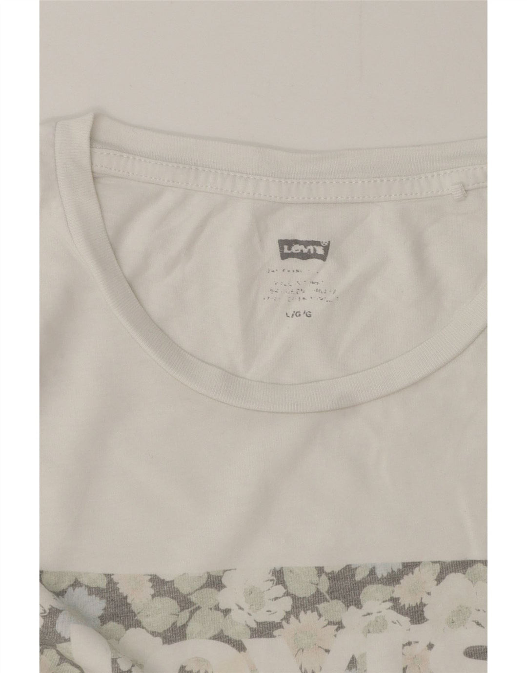 Levi's T-Shirt Graphique Femme UK 16 Large Blanc