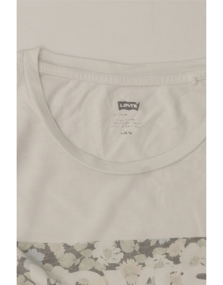 Levi's T-Shirt Graphique Femme UK 16 Large Blanc