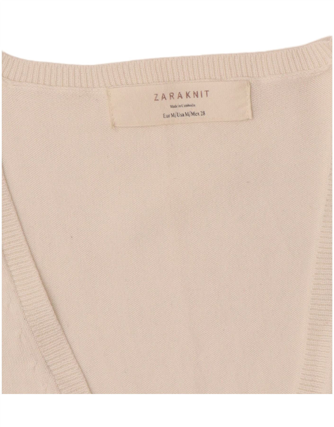 Zara Femme Cardigan Pull UK 12 Moyen Blanc