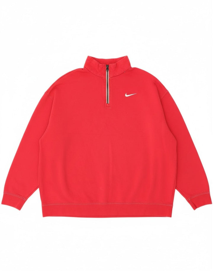 Nike Sweat-shirt surdimensionné à col zippé pour femme UK 14 Coton rose moyen