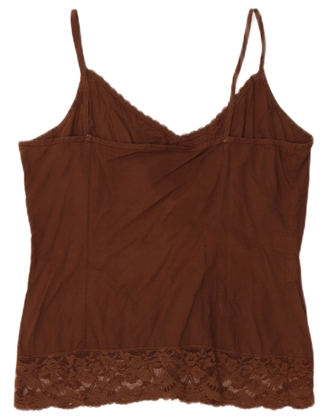 Benetton Womens Crop Cami Top UK 12 Coton Marron Moyen