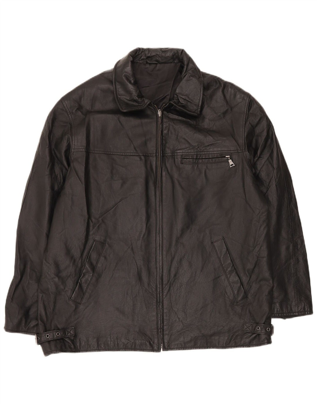 ANGELO LITRICO Veste en cuir pour homme UK 42 XL Cuir noir