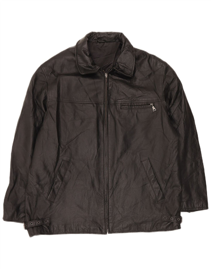 ANGELO LITRICO Veste en cuir pour homme UK 42 XL Cuir noir
