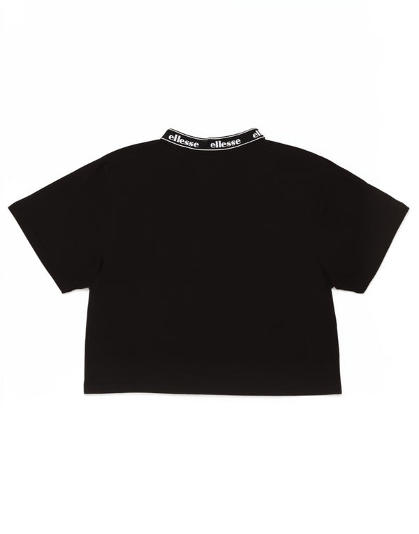 Ellesse Womens Crop Graphic T-Shirt Top UK 12 Coton Noir Moyen
