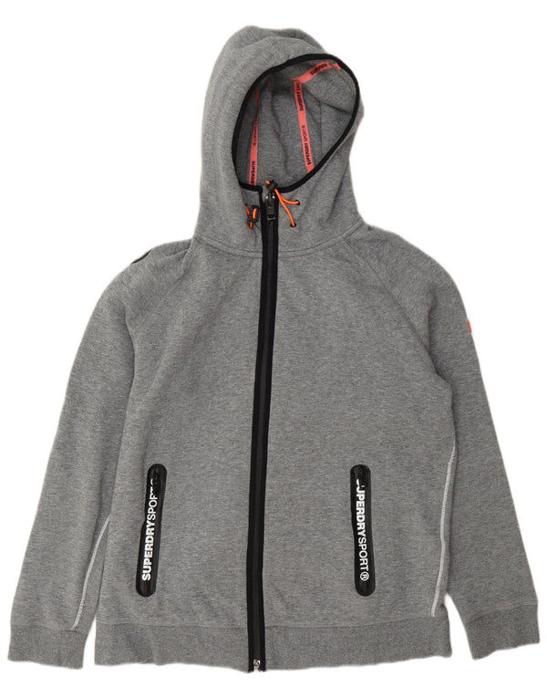 Superdry Pull à capuche zippé graphique pour femme UK 18 XL Coton gris
