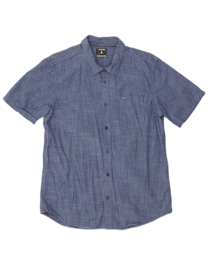 Hurley Chemise à manches courtes pour hommes en coton bleu moyen