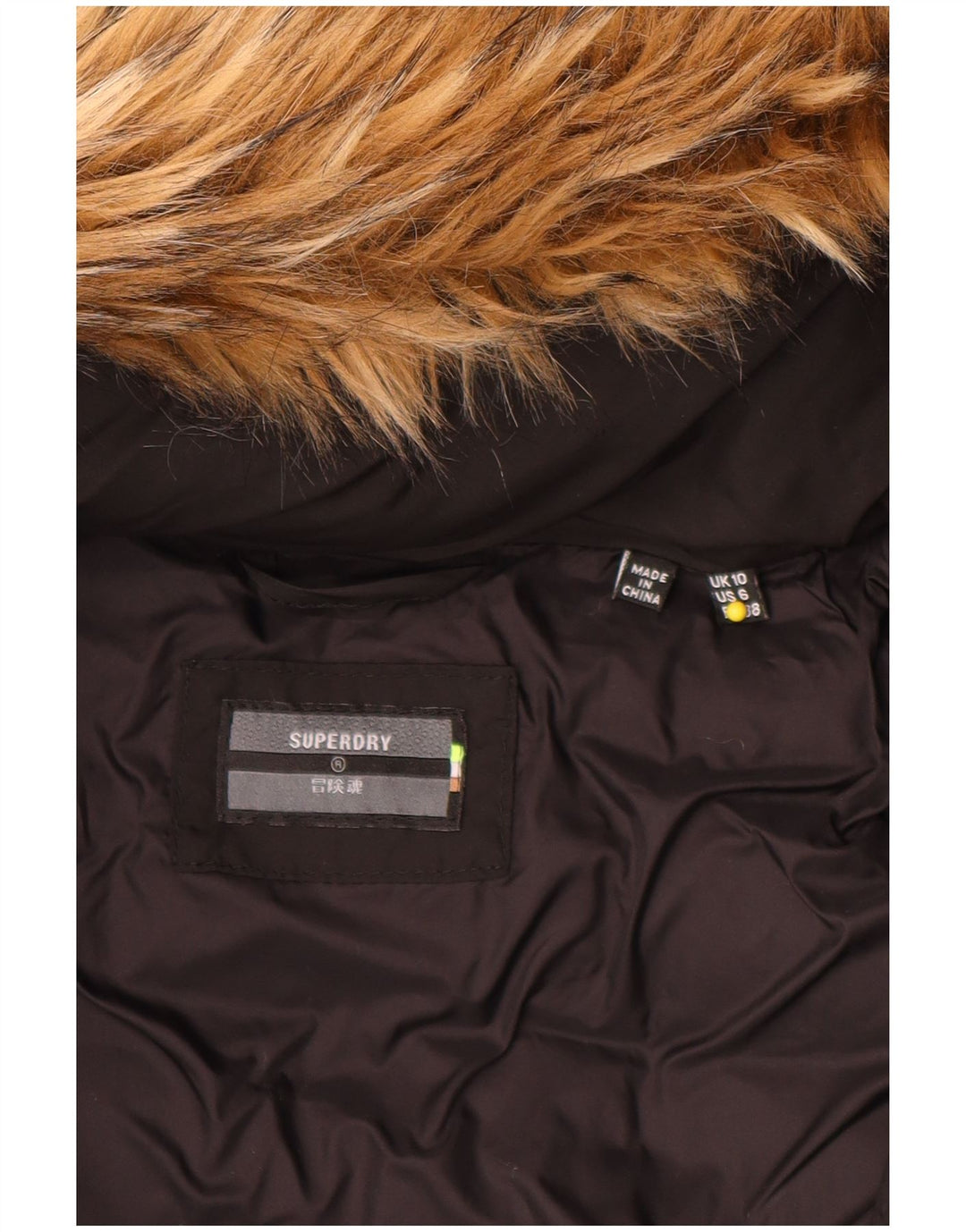 Superdry Veste matelassée à capuche pour femme UK 10 Small Noir Nylon