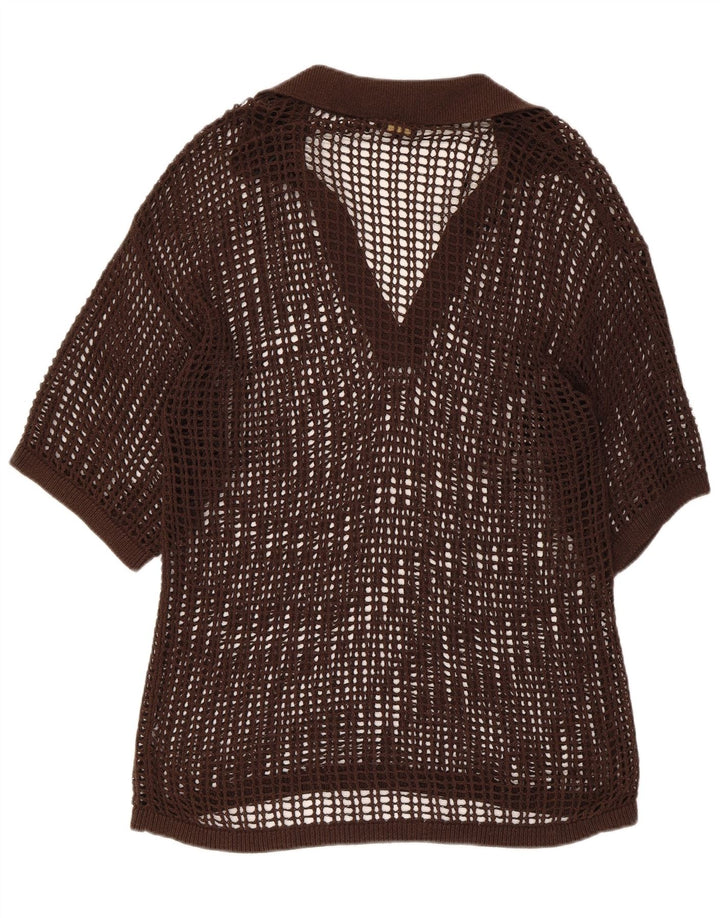 Massimo Dutti Chemisier transparent au crochet pour femme UK 14 Marron moyen