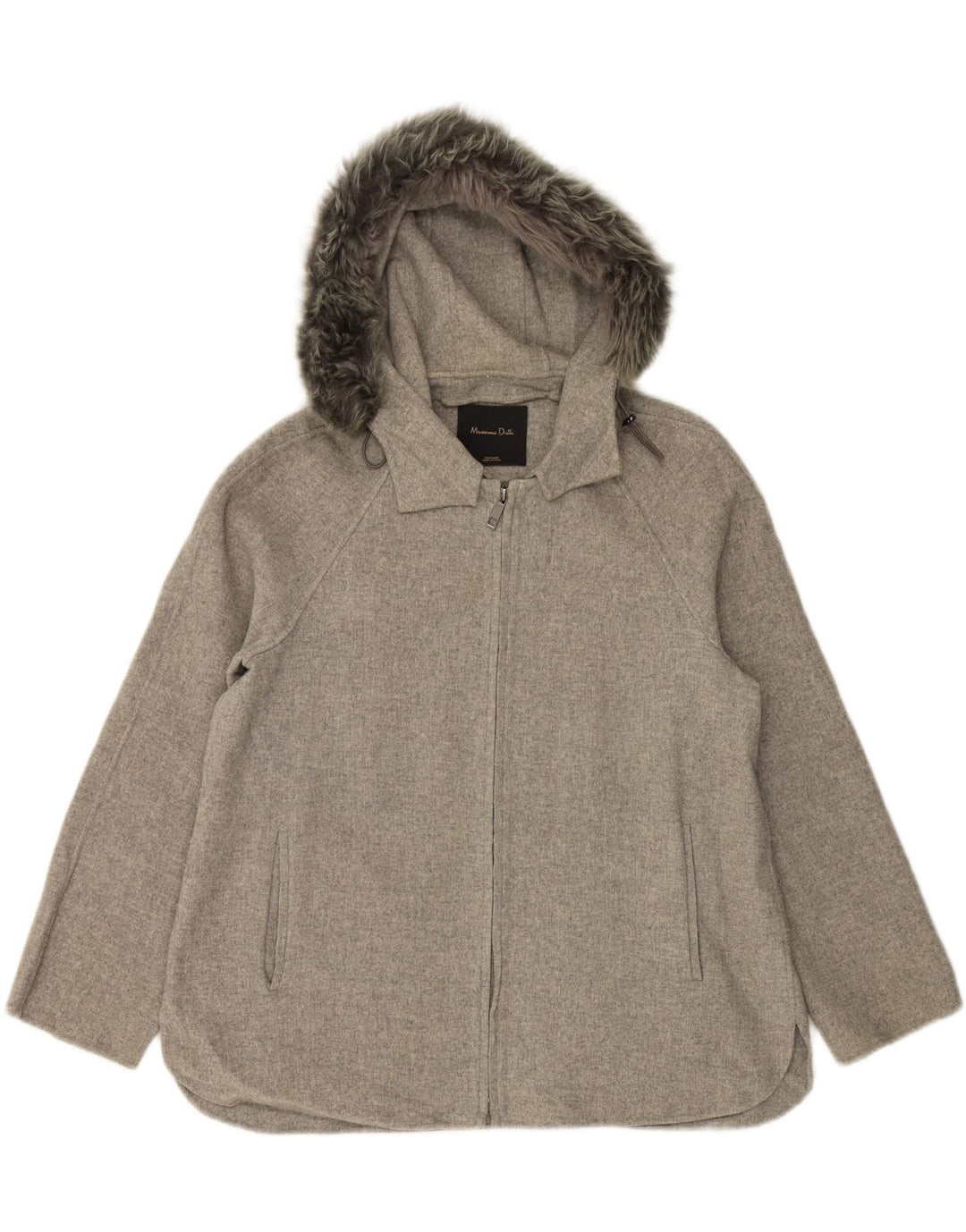 MASSIMO DUTTI Veste bomber à capuche pour femme UK 16 Large Gris