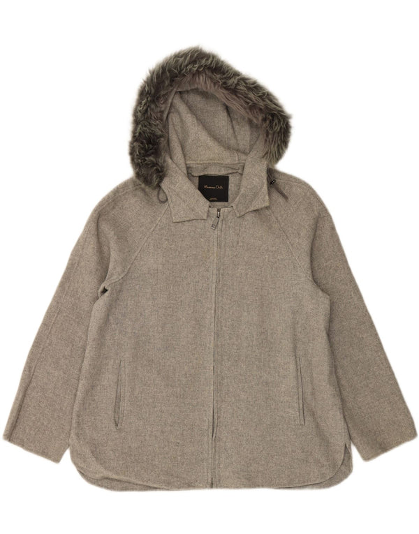 MASSIMO DUTTI Veste bomber à capuche pour femme UK 16 Large Gris