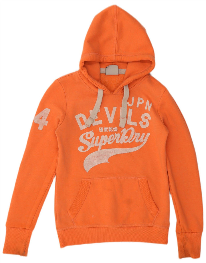 Superdry Pull à capuche graphique pour femme UK 10 Small Orange Polyester