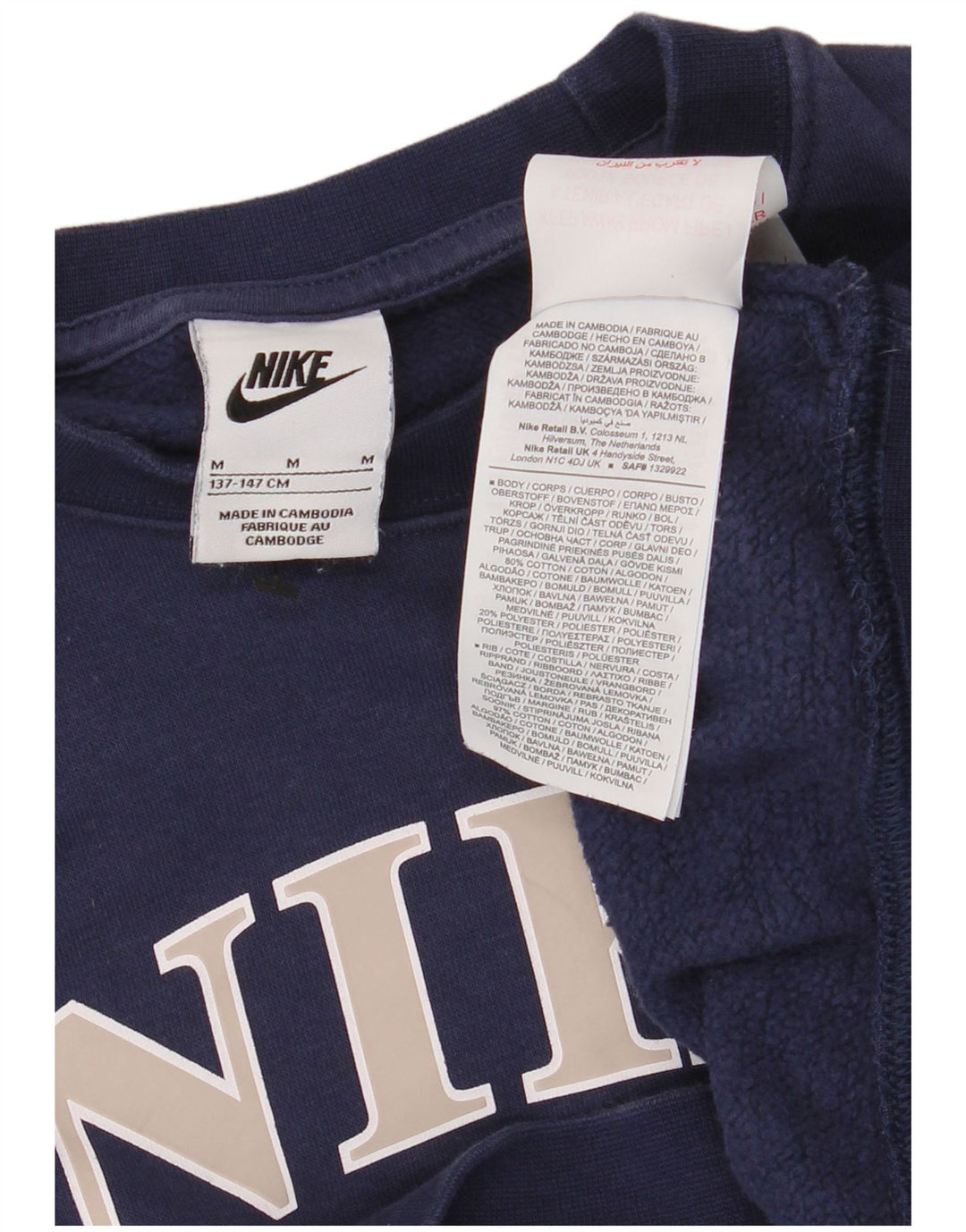 NIKE Sweat-shirt court surdimensionné pour fille 10-11 ans Bleu marine moyen