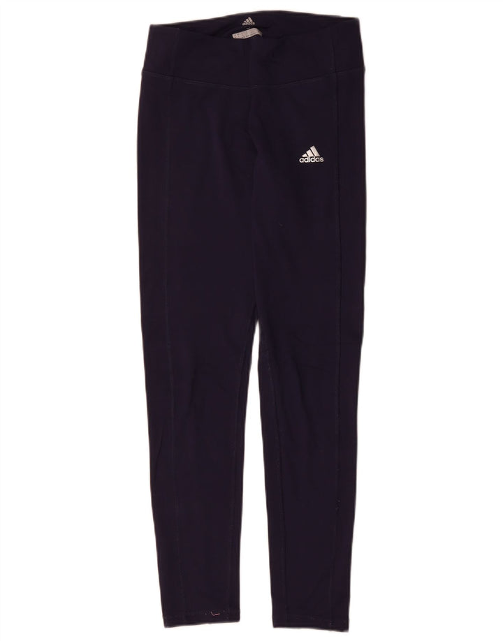 ADIDAS Femmes Climawarm Leggings UK 8/10 Petit Bleu Marine Polyester