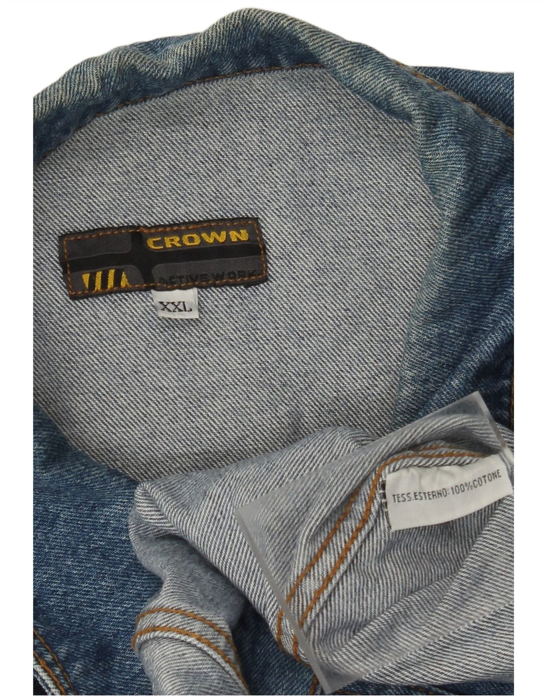 CROWN Veste en Jean Homme UK 44 2XL Bleu Coton