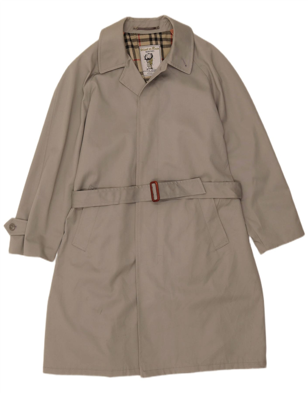 VINTAGE Imperméable Coupe Ample Homme IT 49 Gris Moyen Polyester