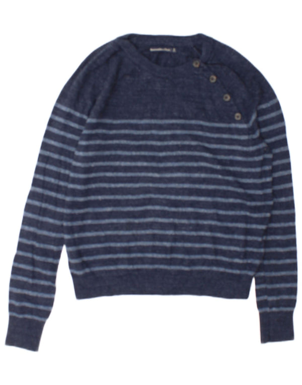 Abercrombie & Fitch Womens Boat Neck Jumper Sweater UK 10 Small Navy Blue