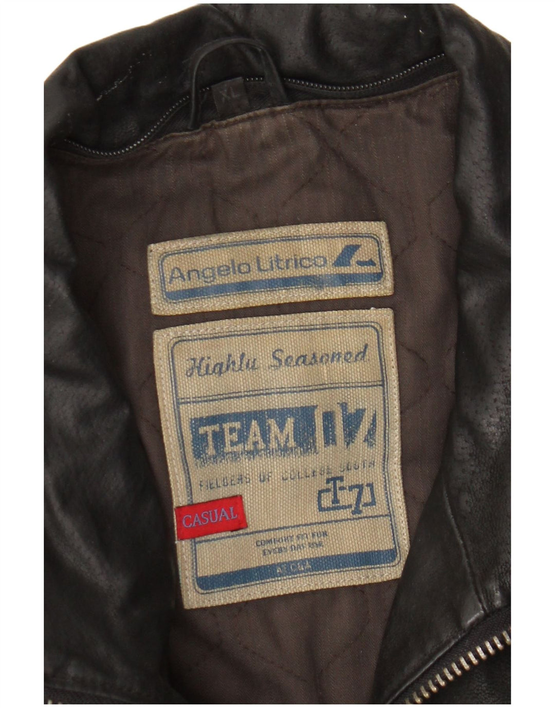 Angelo Litrico Veste en cuir pour homme UK 42 XL Cuir noir
