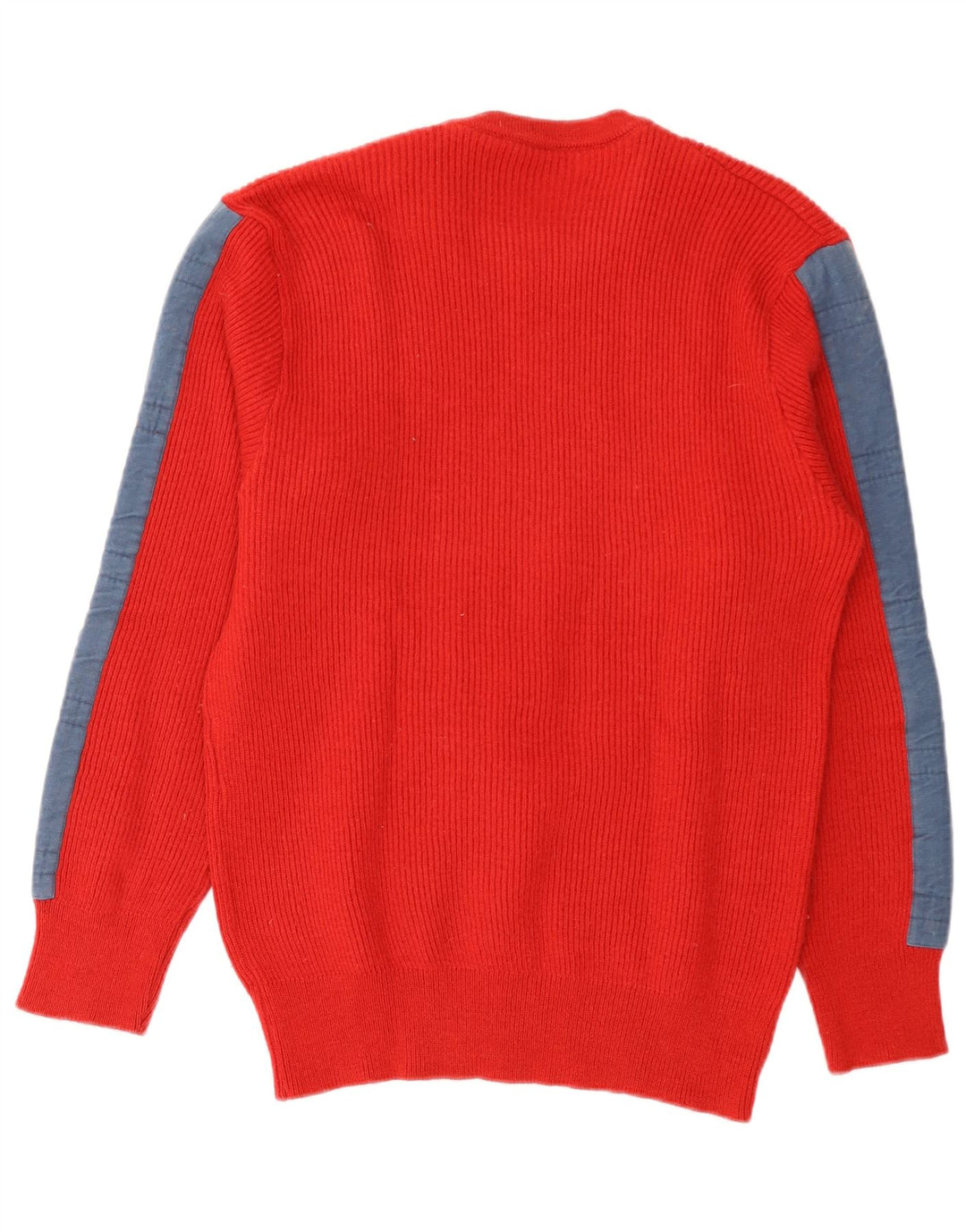 VINTAGE Pull ras du cou pour homme IT 52 Grande laine colorblock rouge