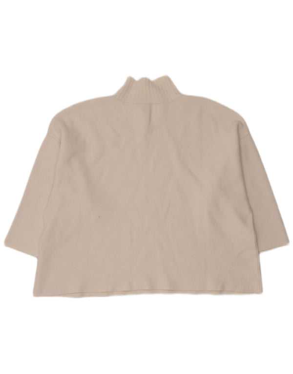 Zara Pull court surdimensionné à col roulé pour femme UK 14 Blanc moyen