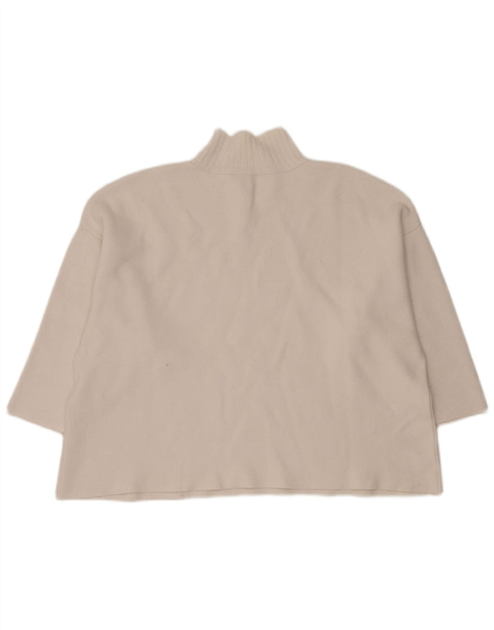 Zara Pull court surdimensionné à col roulé pour femme UK 14 Blanc moyen