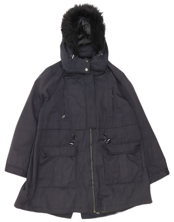 Monsoon Parka surdimensionnée à capuche pour femme UK 18 XL Bleu marine Polyester