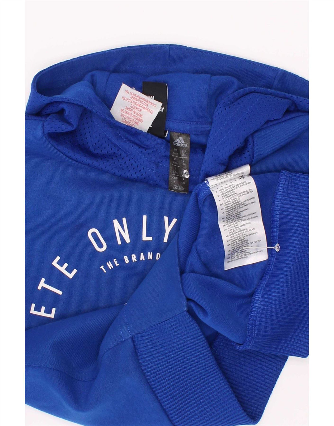 Adidas Pull à capuche graphique pour garçon 5-6 ans Bleu Polyester