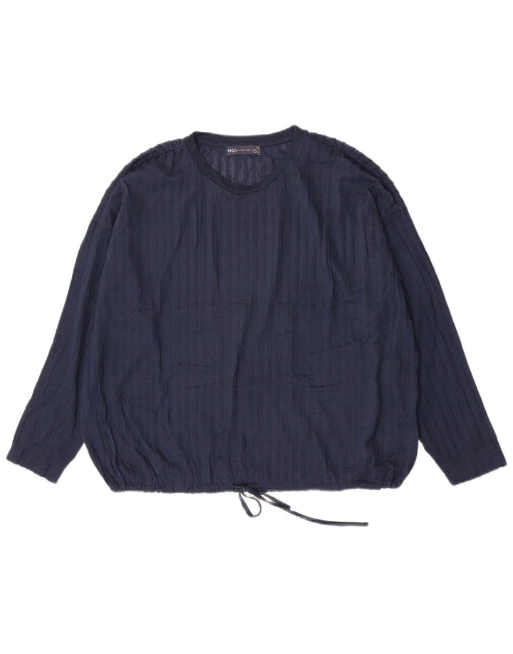 Marks & Spencer Haut surdimensionné à manches longues pour femme UK 14 Large Bleu marine
