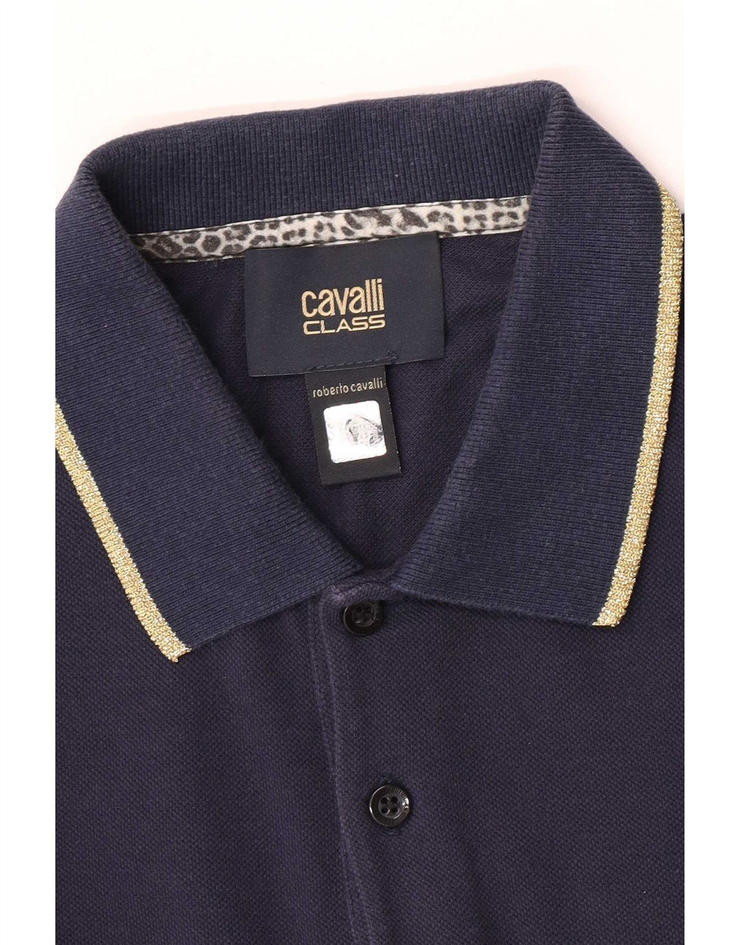Roberto Cavalli Polo Homme Petit Bleu Marine Coton