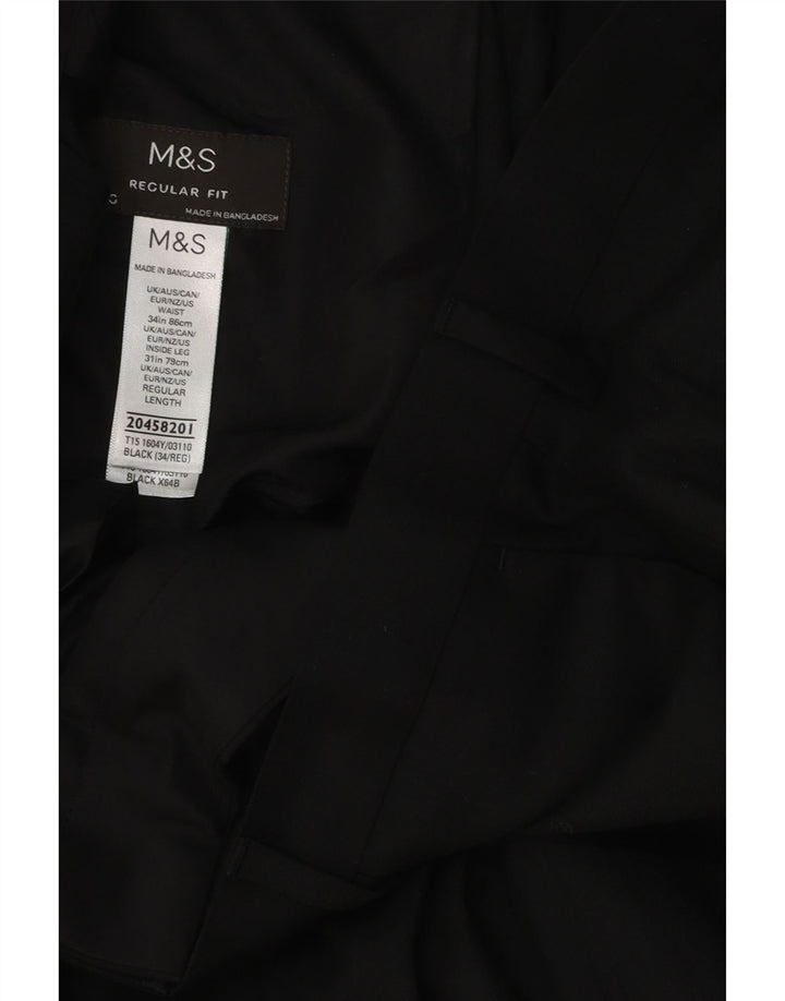 Marks & Spencer Pantalon de costume coupe classique pour homme W34 L31 Noir Polyester