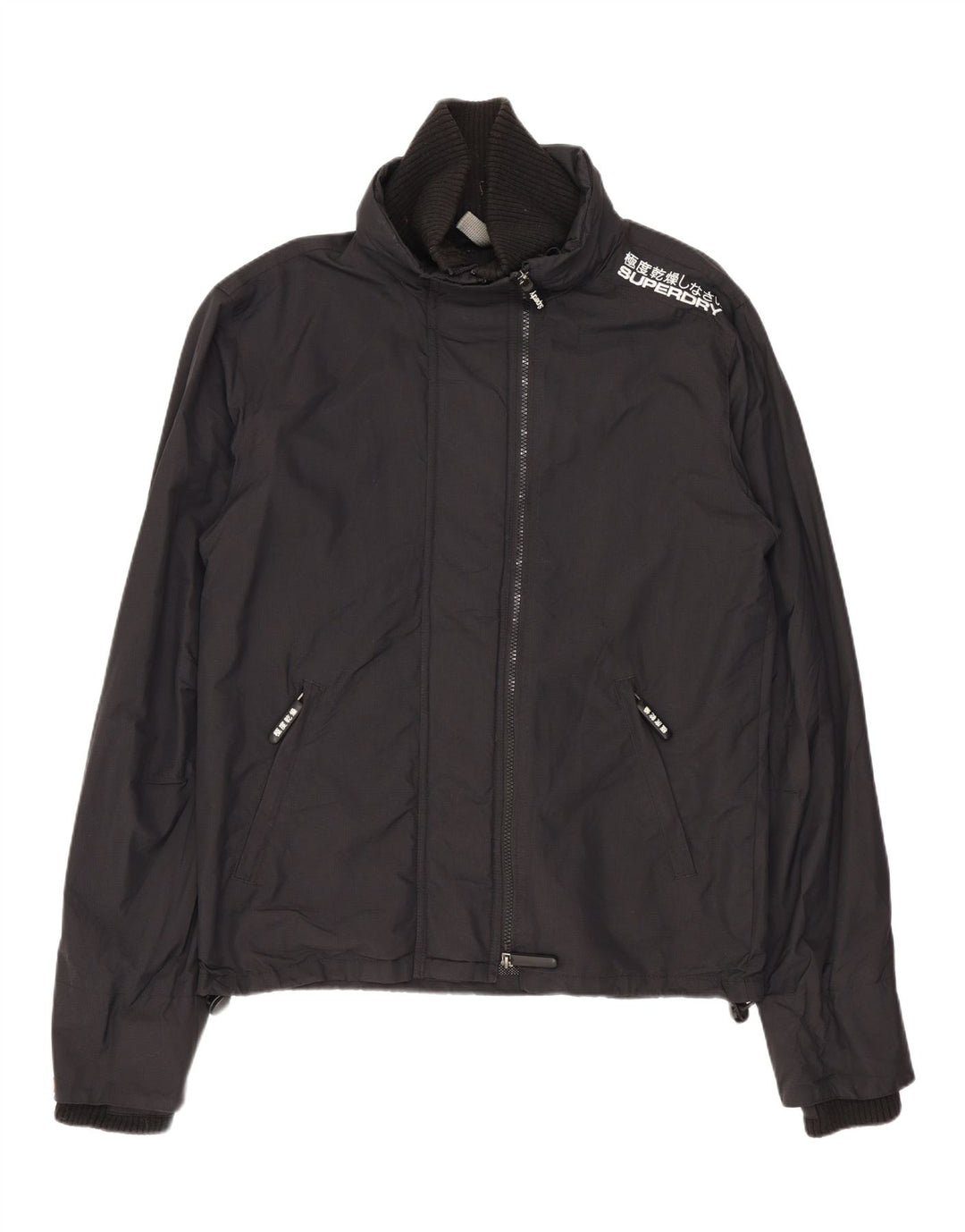 SUPERDRY Veste de pluie graphique pour hommes UK 38 Medium Black Nylon