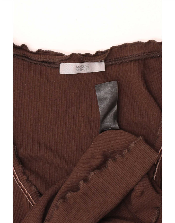 Marks & Spencer Haut à manches 3/4 pour femme UK 16 Large Marron Coton