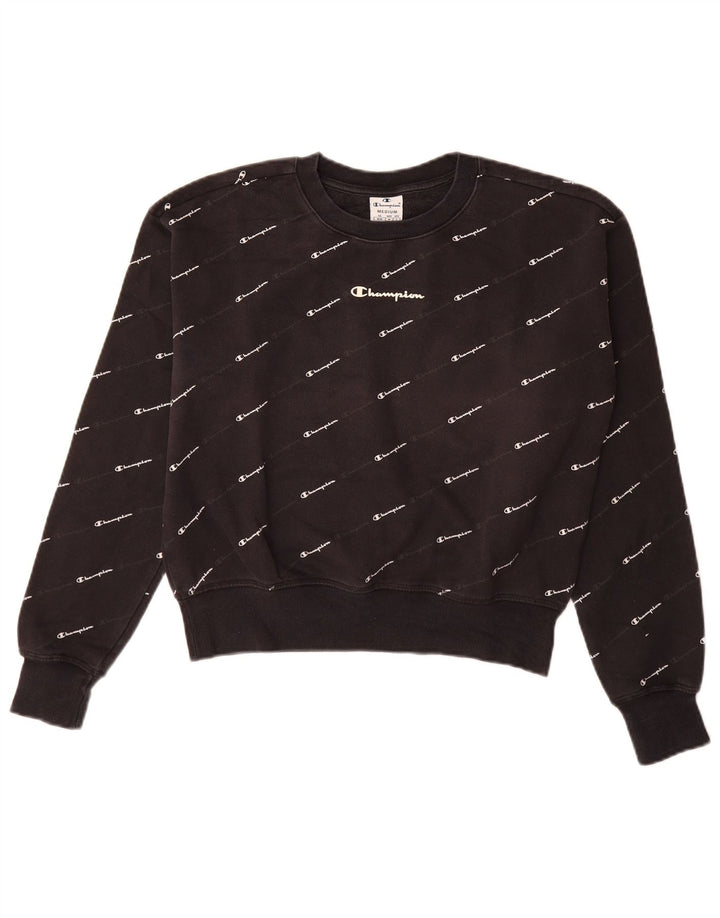 CHAMPION Sweat-shirt graphique pour femme UK 14 Noir moyen