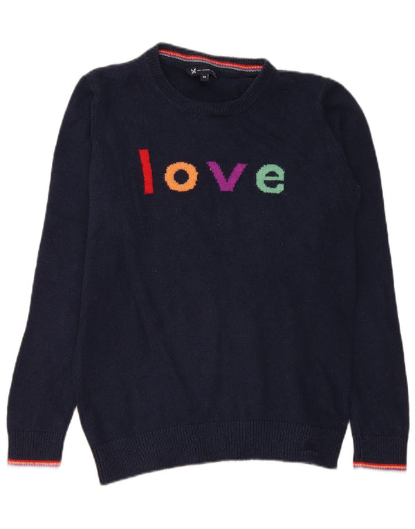 Crew Clothing Pull à col graphique pour femme UK 12 Bleu marine moyen