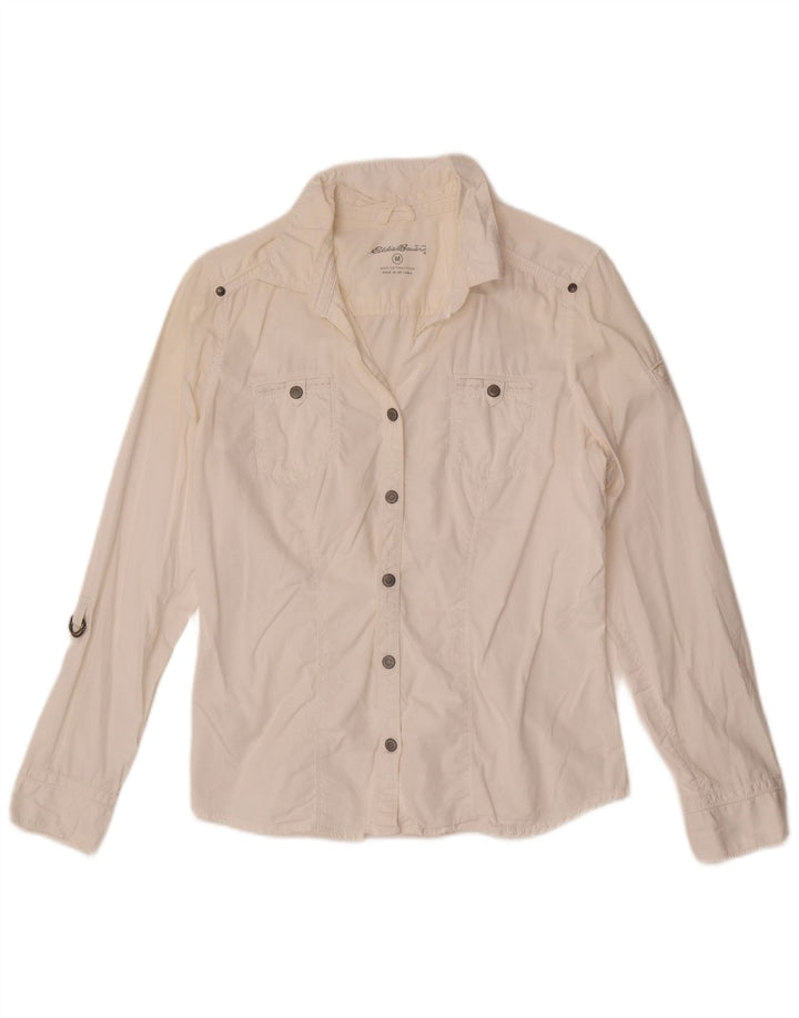 Eddie Bauer Chemise Femme UK 14 Coton Blanc Moyen