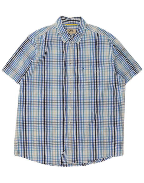 Camel Active Chemise à manches courtes pour homme XL en coton vichy bleu