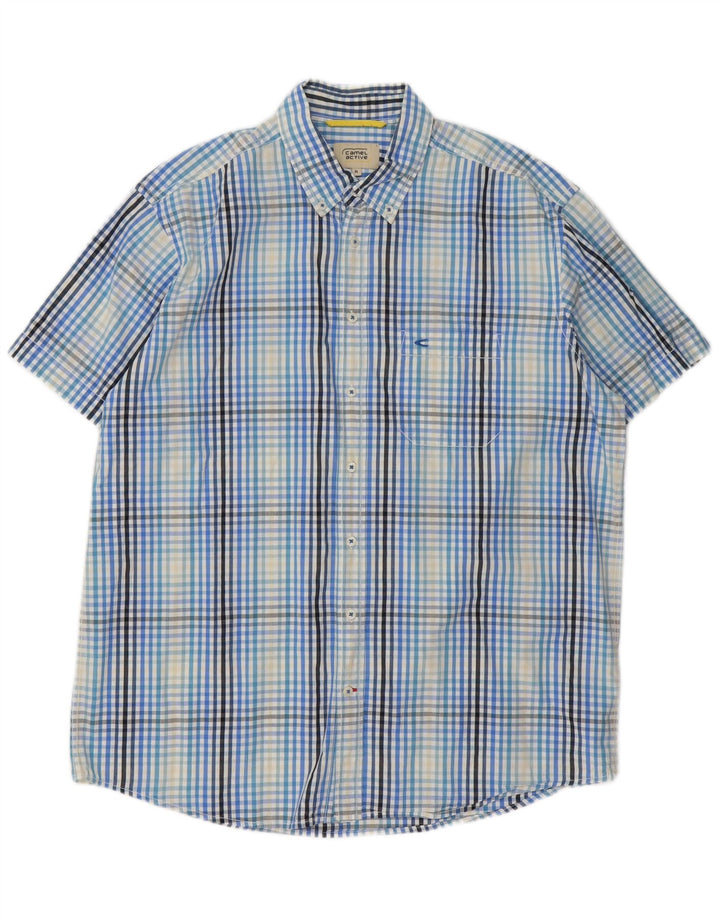 Camel Active Chemise à manches courtes pour homme XL en coton vichy bleu