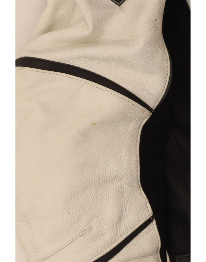 Vanucci Veste de course en cuir graphique pour homme EU 48 Petit colorblock blanc