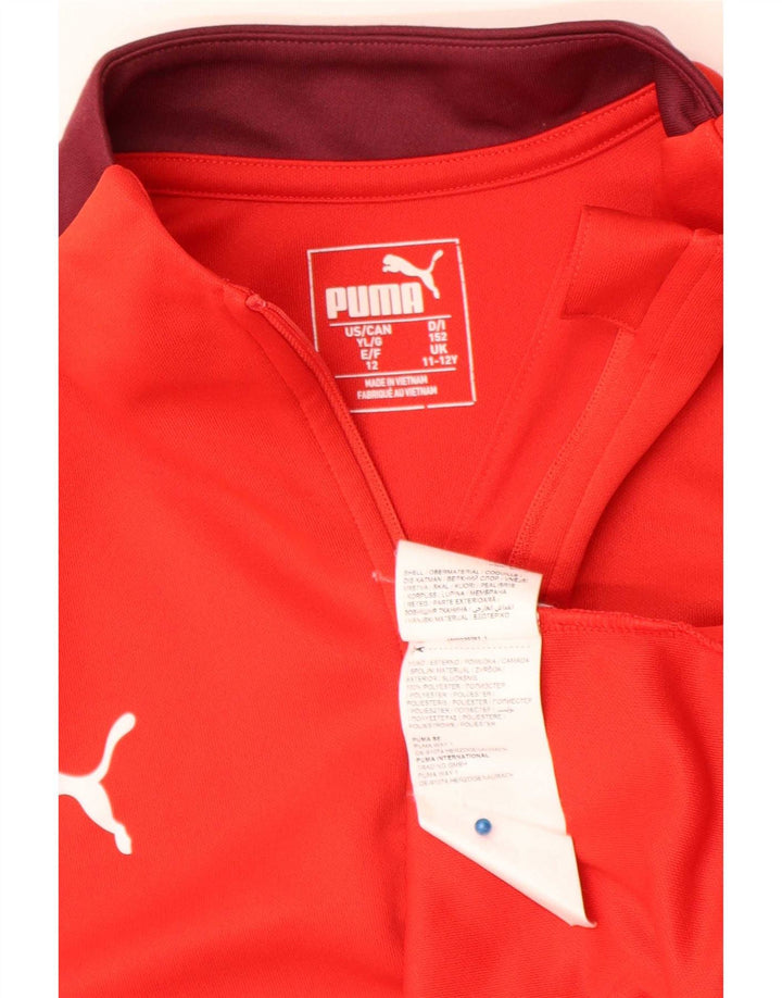 Puma Haut de survêtement zippé à col zippé pour garçon 11-12 ans Rouge Colourblock