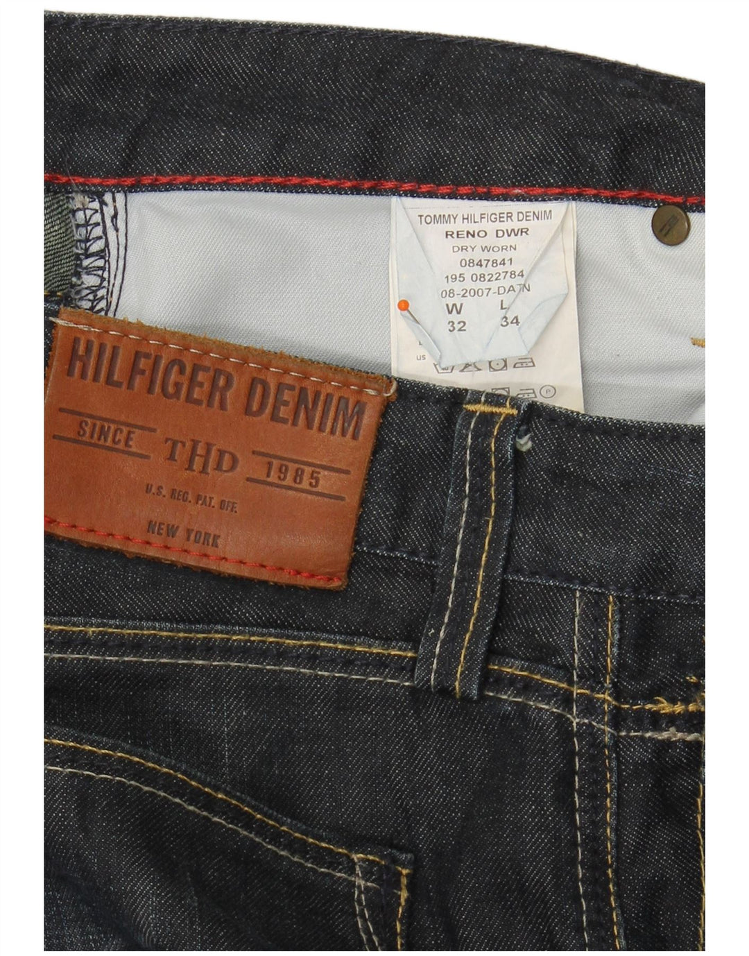 TOMMY HILFIGER Jean Droit Homme W32 L34 Bleu Marine Coton