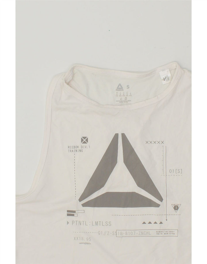 NIKE Womens Graphic Vest Top UK 10 Small White Vintage Nike and Second-Hand Nike from Messina Hembry 
