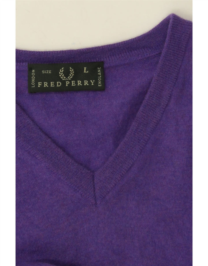 Fred Perry Pull col V pour homme Violet Taille L