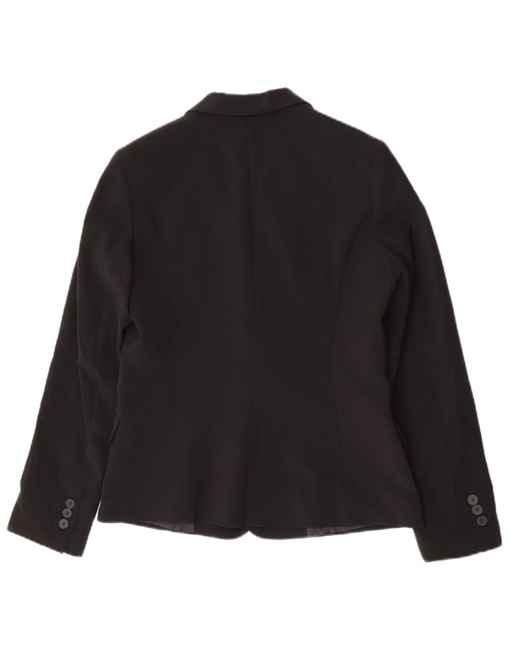 Benetton Veste Blazer 1 Bouton 1 Bouton Femme UK 12 Moyen Noir Classique