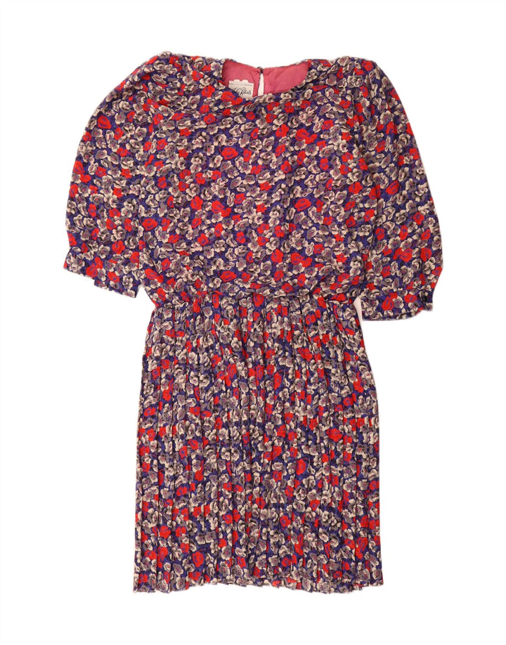 vintage Femmes 3/4 Manches Gaine Robe US 8 Moyen Multicolore Floral