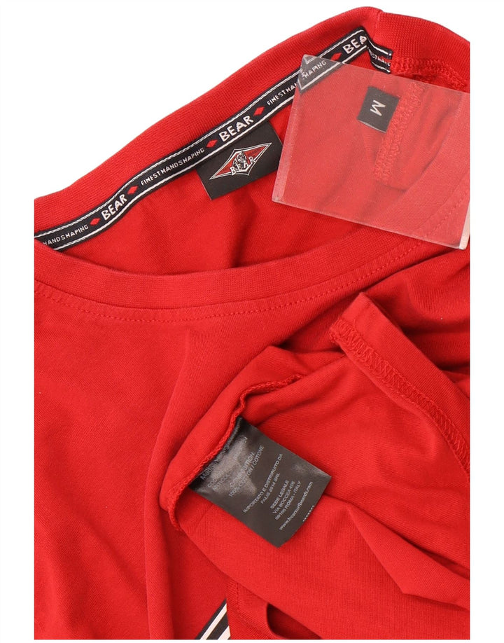 Bear T-Shirt Graphique Homme Rouge Moyen Coton