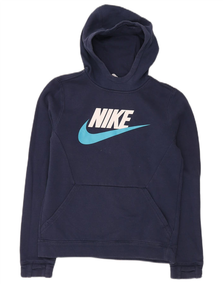 NIKE Pull à capuche graphique pour garçon 12-13 ans Grand bleu marine en coton