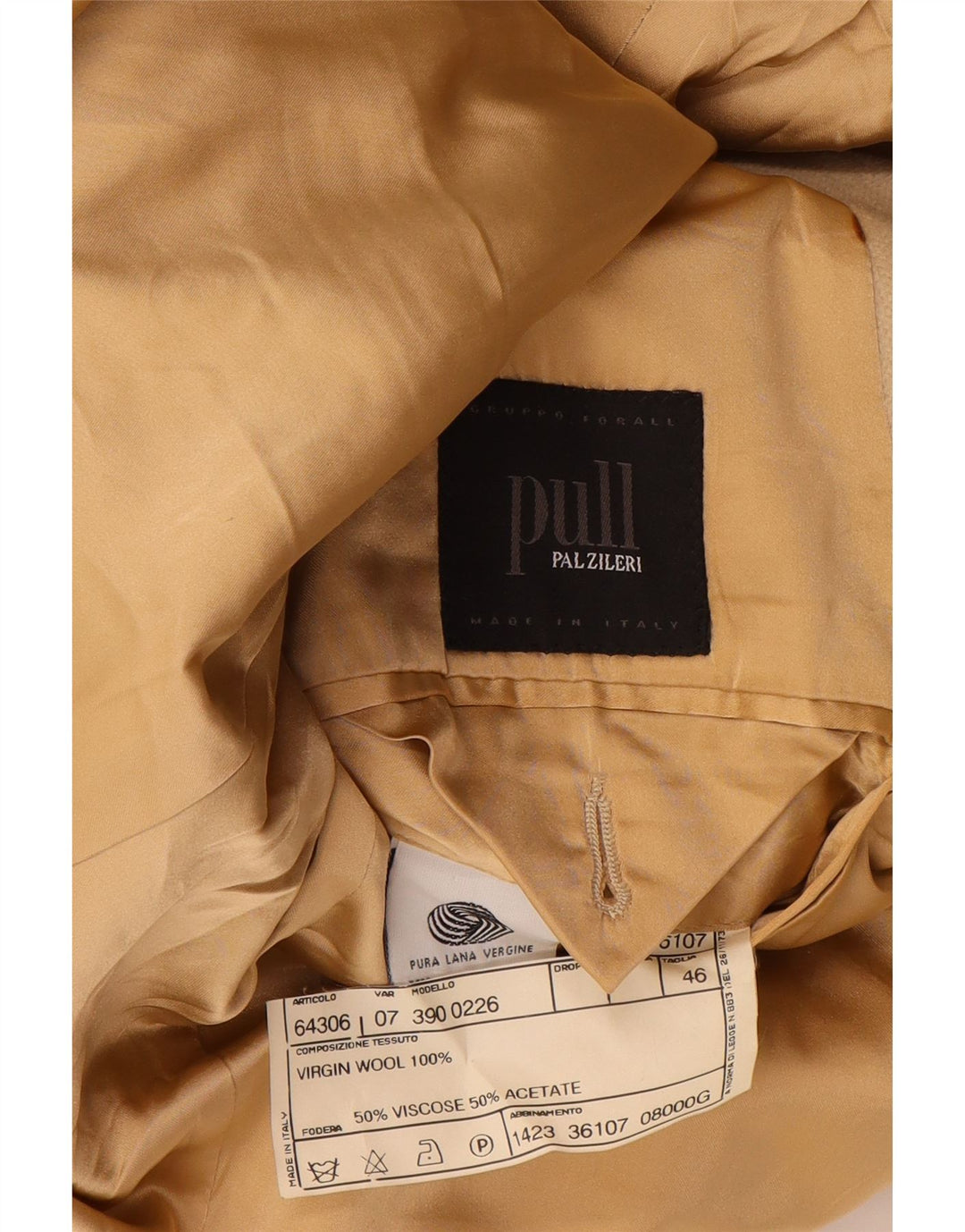 Pal Zileri Manteau Homme IT 46 Petite Laine Vierge Beige